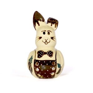 Deko-Osterhase gelb mit brauner Deko