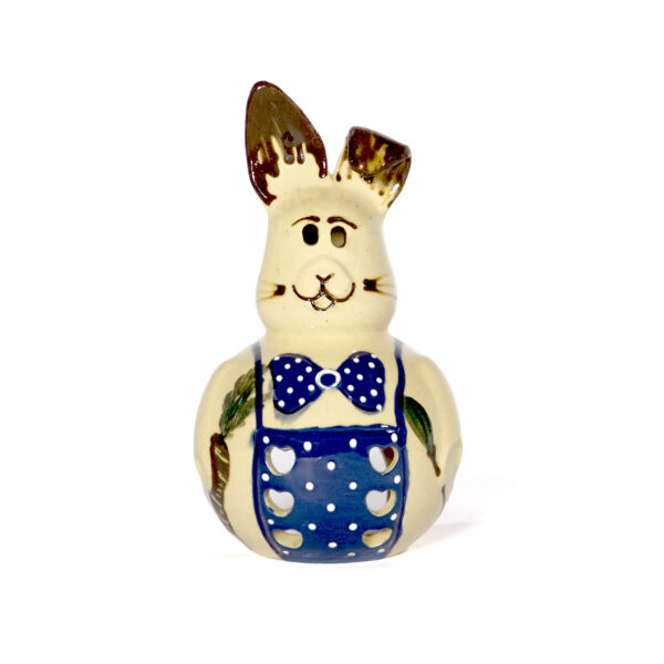 Deko- Osterhase gelb mit blauer Deko
