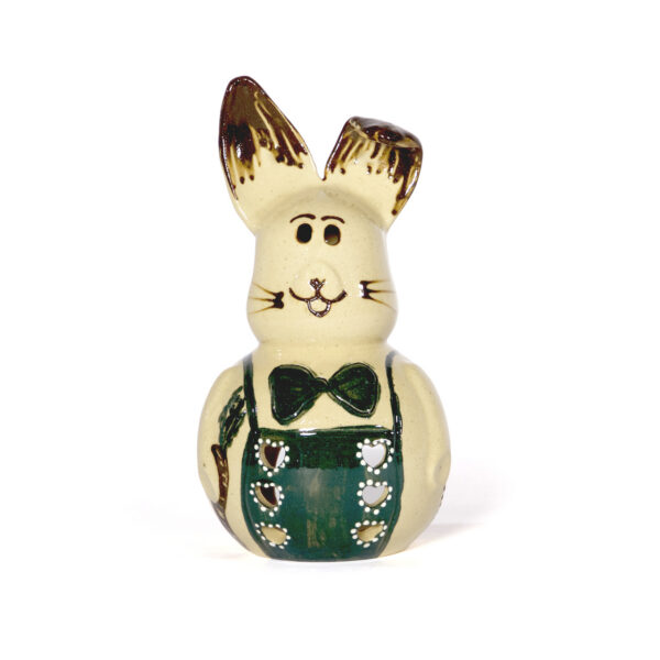 Deko-Osterhase gelb mit grüner Deko