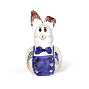 Deko-Osterhase weiß mit blauem Dekor