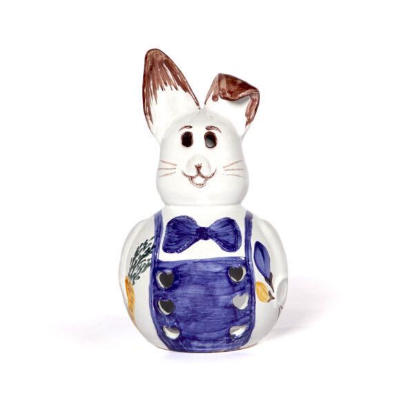 Deko-Osterhase weiß mit blauem Dekor