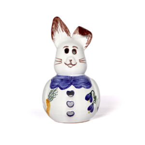 Deko-Osterhase weiß mit blauen Dekor