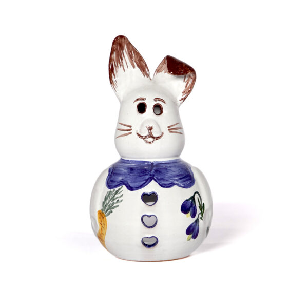 Deko-Osterhase weiß mit blauen Dekor