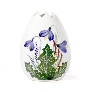 Frühlingsvase 17 weiß mit blauer Blume