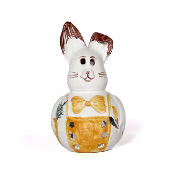 Deko-Osterhase weiß mit orangem Dekor