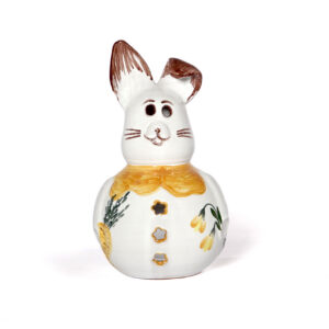 Deko-Osterhase weiß mit orangem Dekor