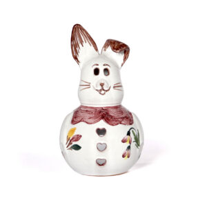 Deko-Osterhase weiß mit rotem Dekor