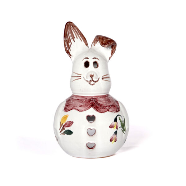 Deko-Osterhase weiß mit rotem Dekor