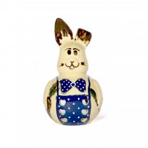 Deko- Osterhase gelb mit blauer Deko
