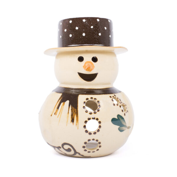 Schneemann mit braunen Hut und braunen Schal