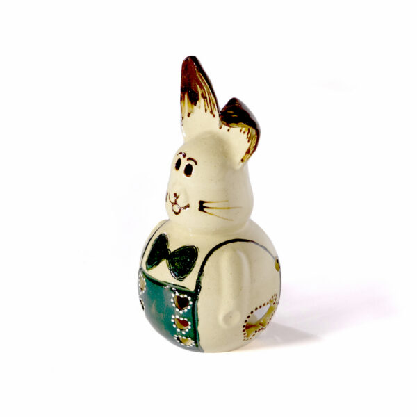 Deko-Osterhase gelb mit grüner Deko