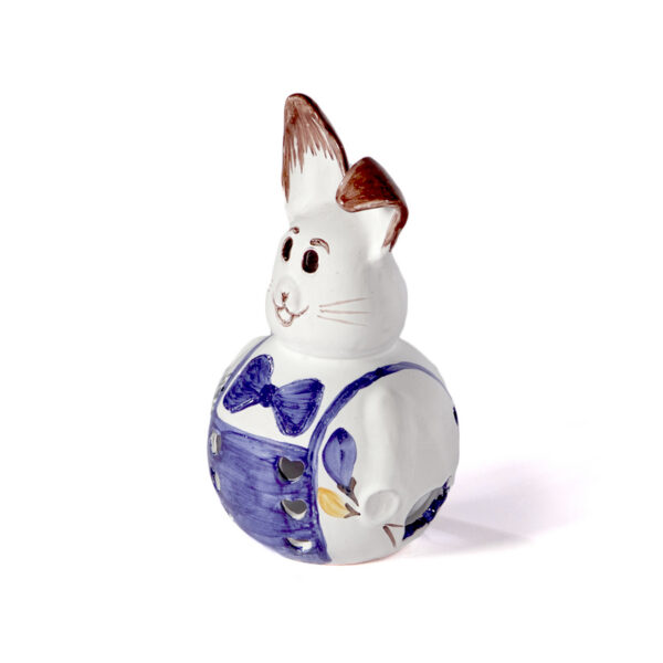 Deko-Osterhase weiß mit blauem Dekor