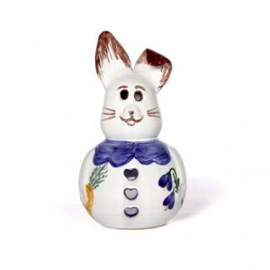 Deko-Osterhase weiß mit blauen Dekor