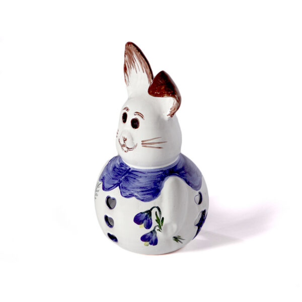 Deko-Osterhase weiß mit blauen Dekor