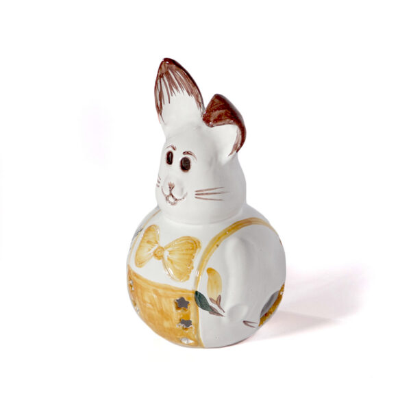 Deko-Osterhase weiß mit orangem Dekor
