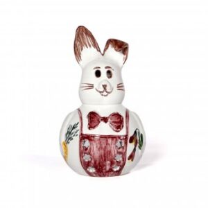 Deko-Osterhase weiß mit rotem Dekor