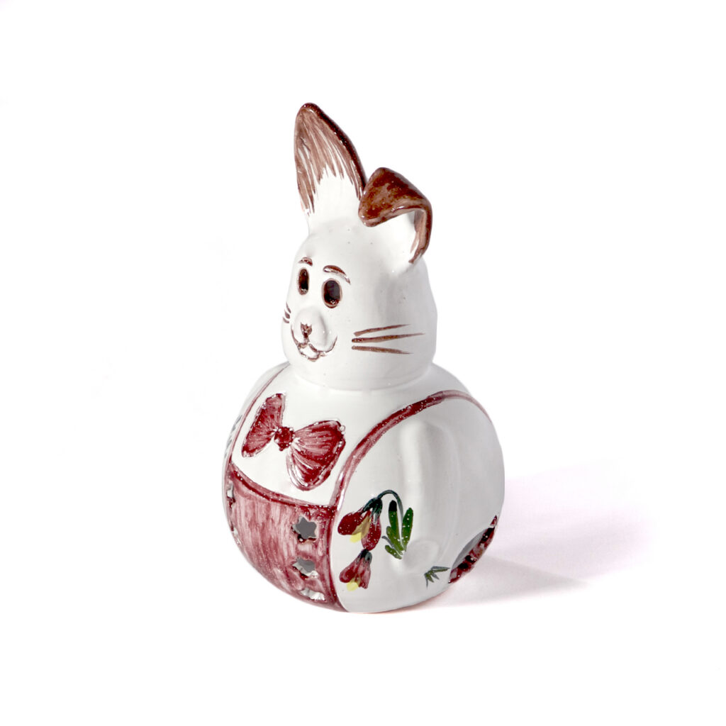 Deko-Osterhase weiß mit rotem Dekor