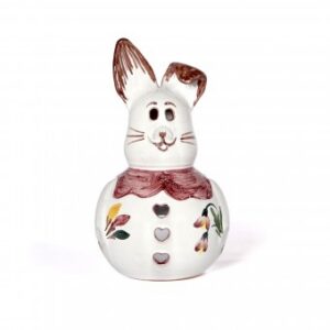 Deko-Osterhase weiß mit rotem Dekor