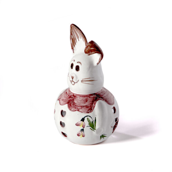 Deko-Osterhase weiß mit rotem Dekor