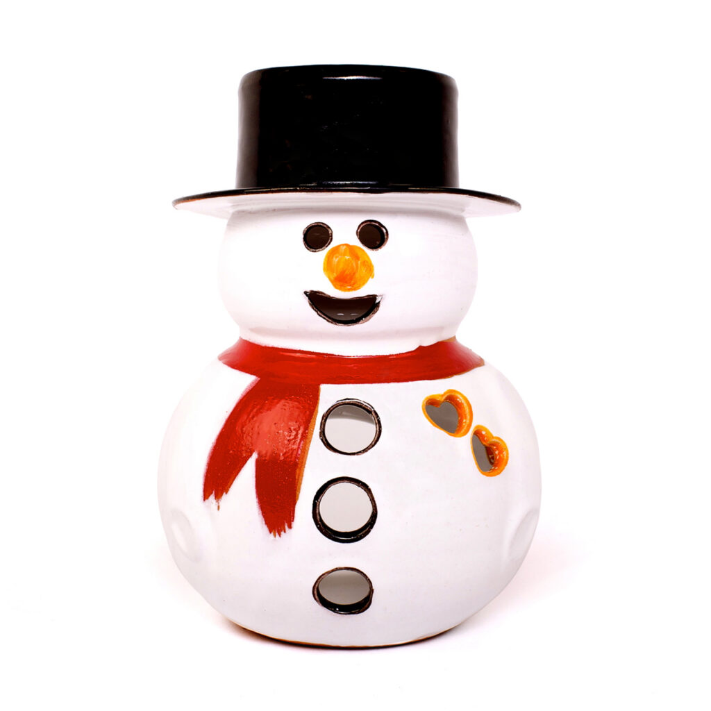 Schneemann mittel mit schwarzen Hut und roten Schal