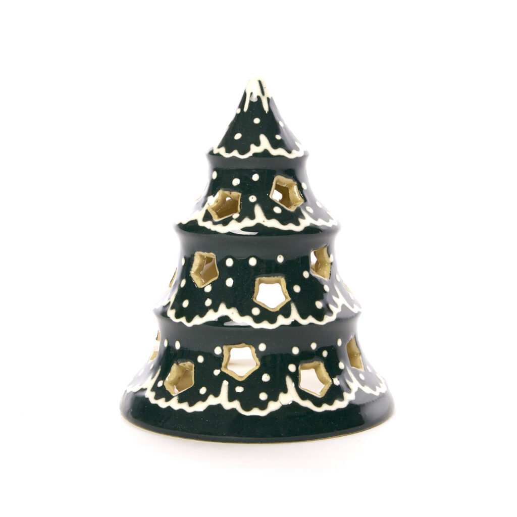Weihnachtsbaum Nr. 4, ca. 28 cm hoch grün mit weißer Malerei