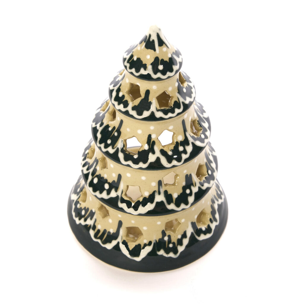 Weihnachtsbaum Nr. 5, ca.35 cm hoch gelb mit grün-weißer Malerei