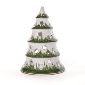 Weihnachtsbaum Nr. 4, ca. 28 cm hoch weiß mit grüner Malerei