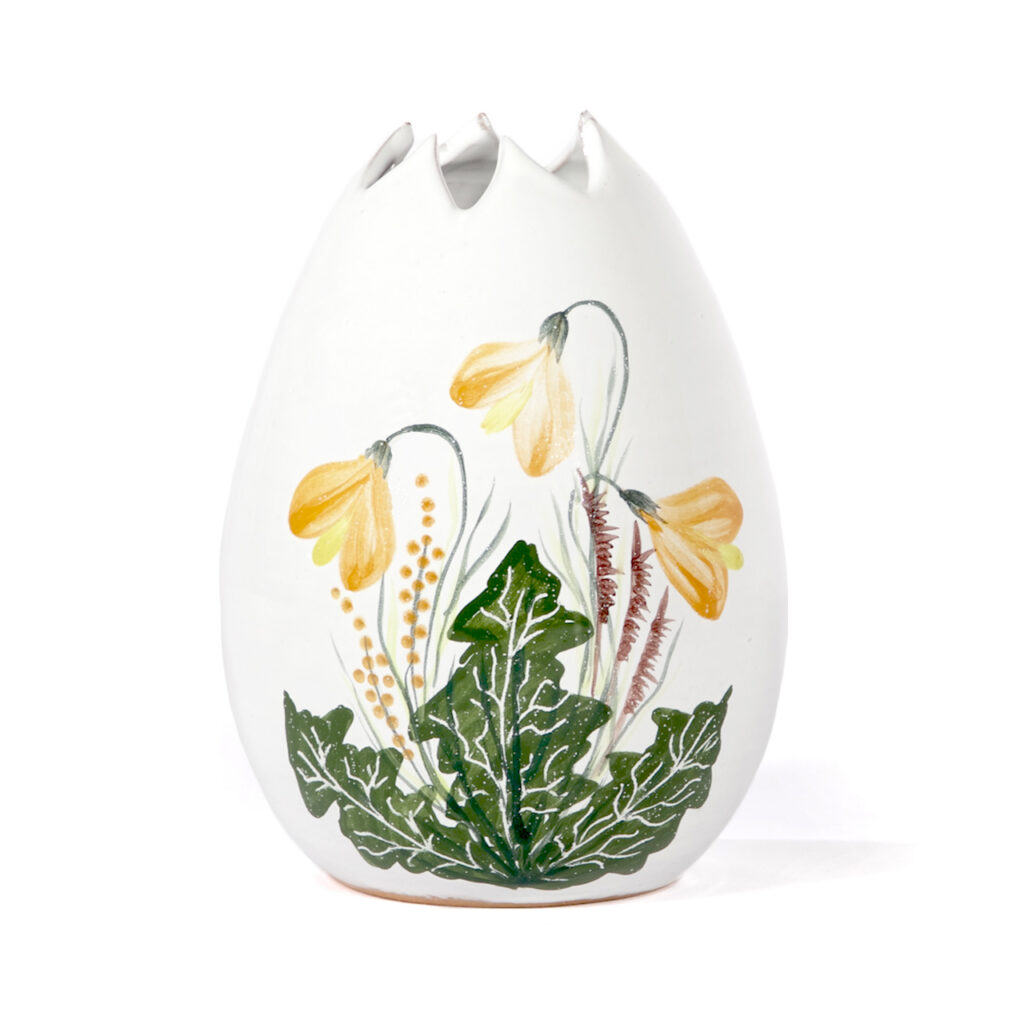 Frühlingsvase 17 weiß mit oranger Blume