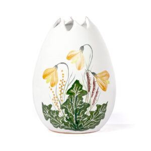 Frühlingsvase 17 weiß mit oranger Blume